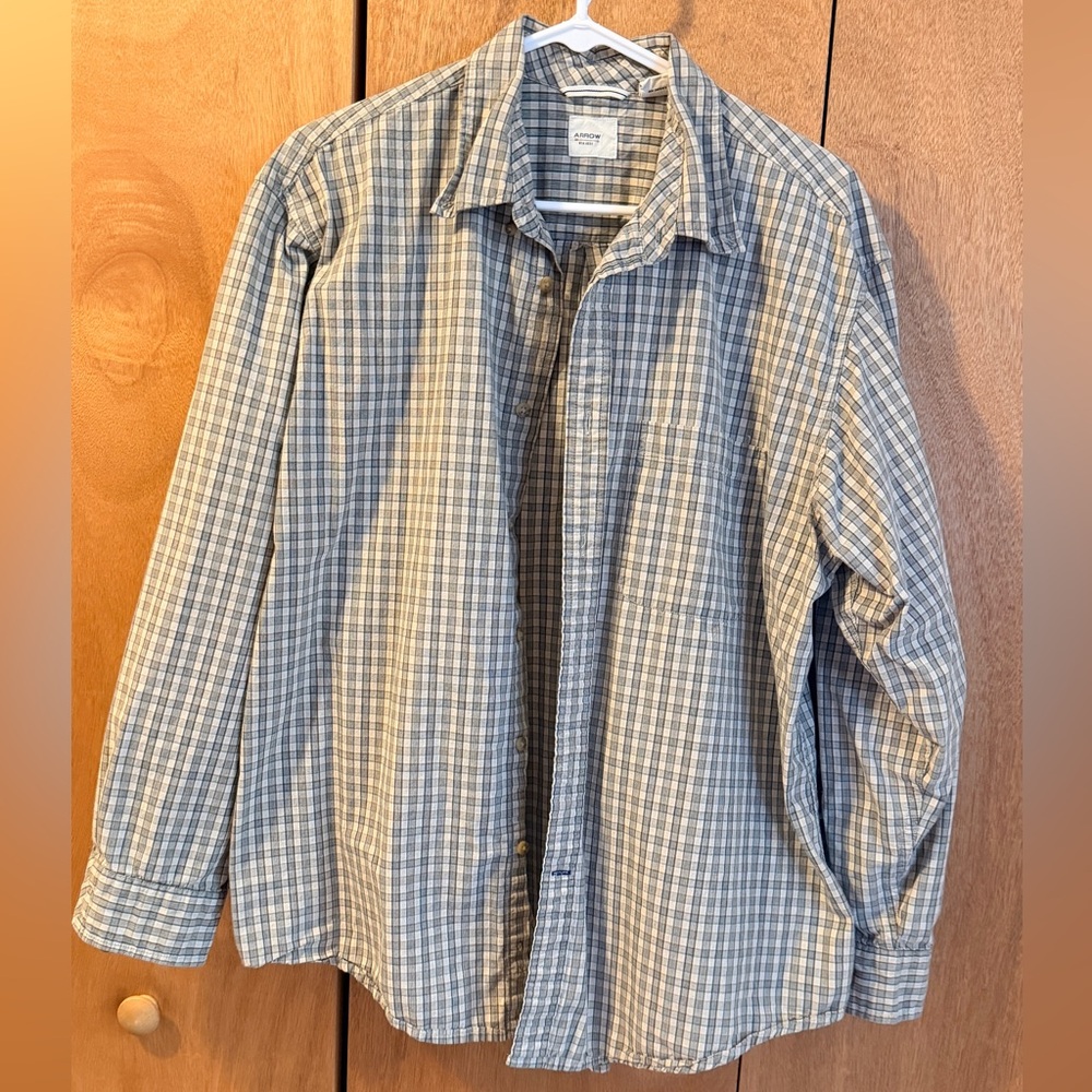 Arrow Olive and Cream Checkered Button Down Shirt
